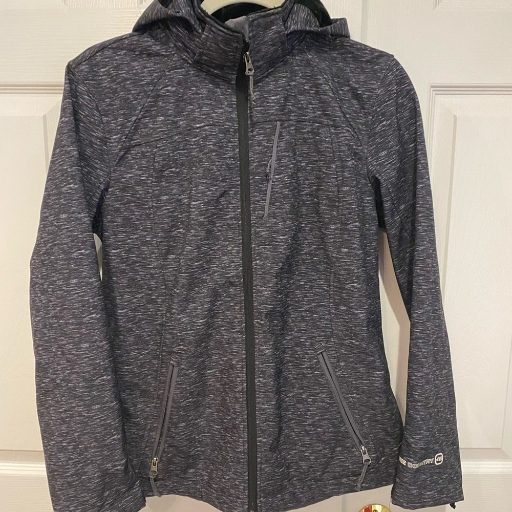 Freecountry furlined hooded zip up gray/black